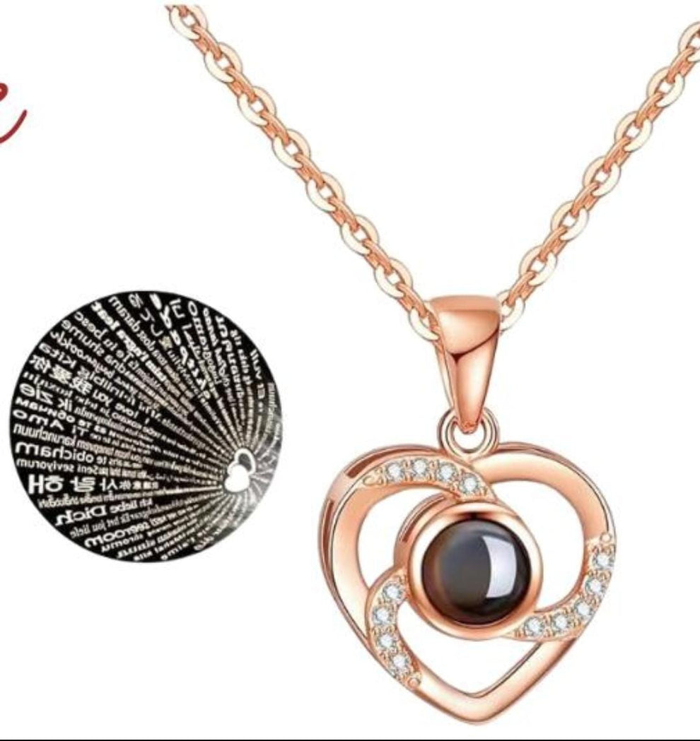 CAJA DE ROSAS ETERNA Y COLLAR "100 te amo"